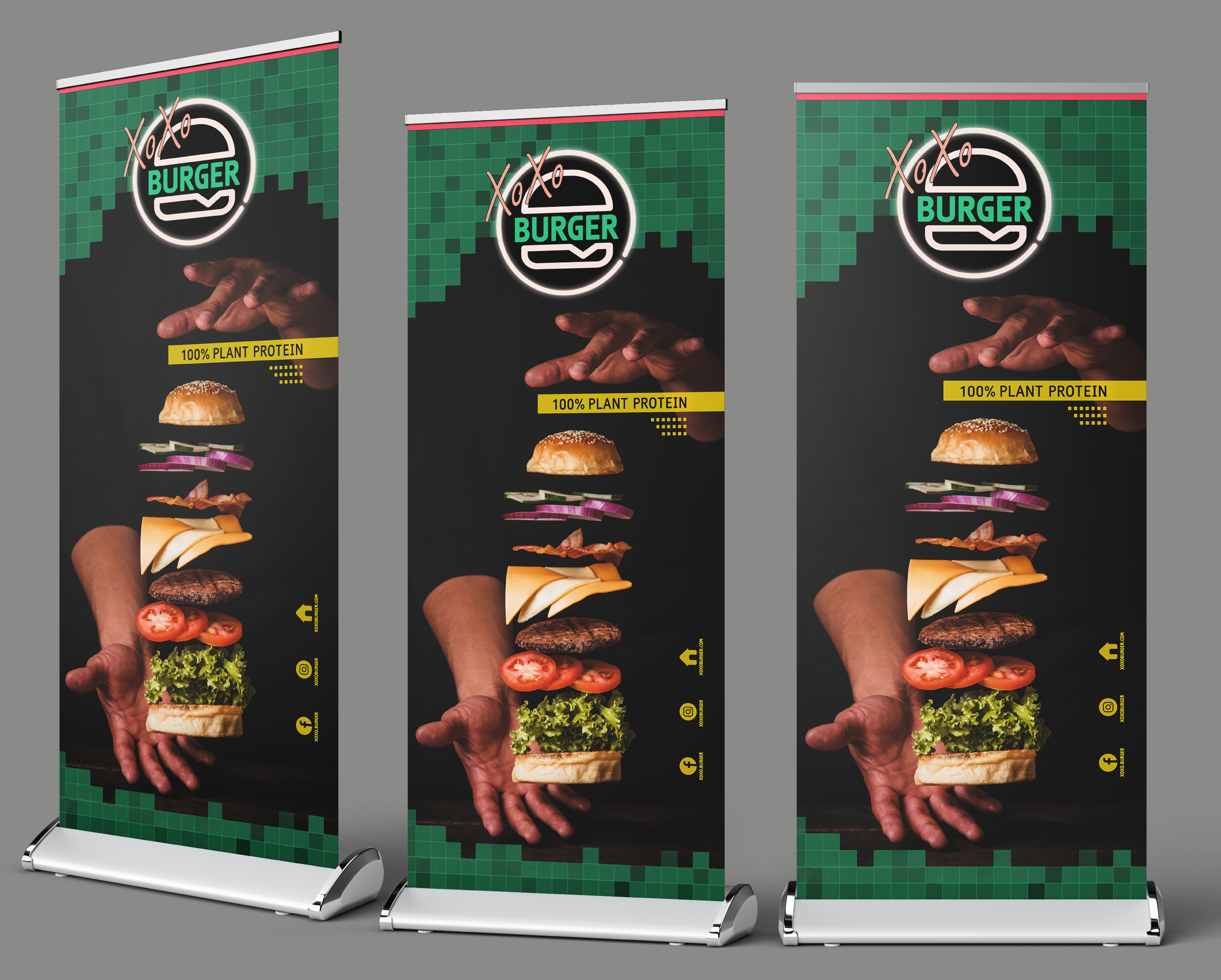 הדמיית רול־אפ של XOXO Burger